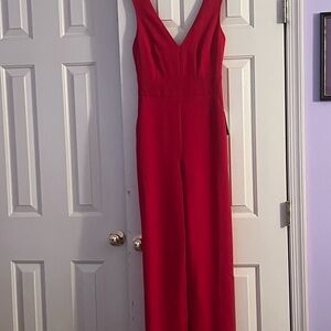 Nordstrom V-Neck Red Jumpsuit